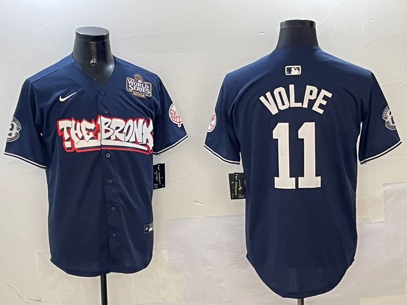 Men New York Yankees #11 Volpe Drak Blue four generations Joint Name 2025 Nike MLB Jersey style 2